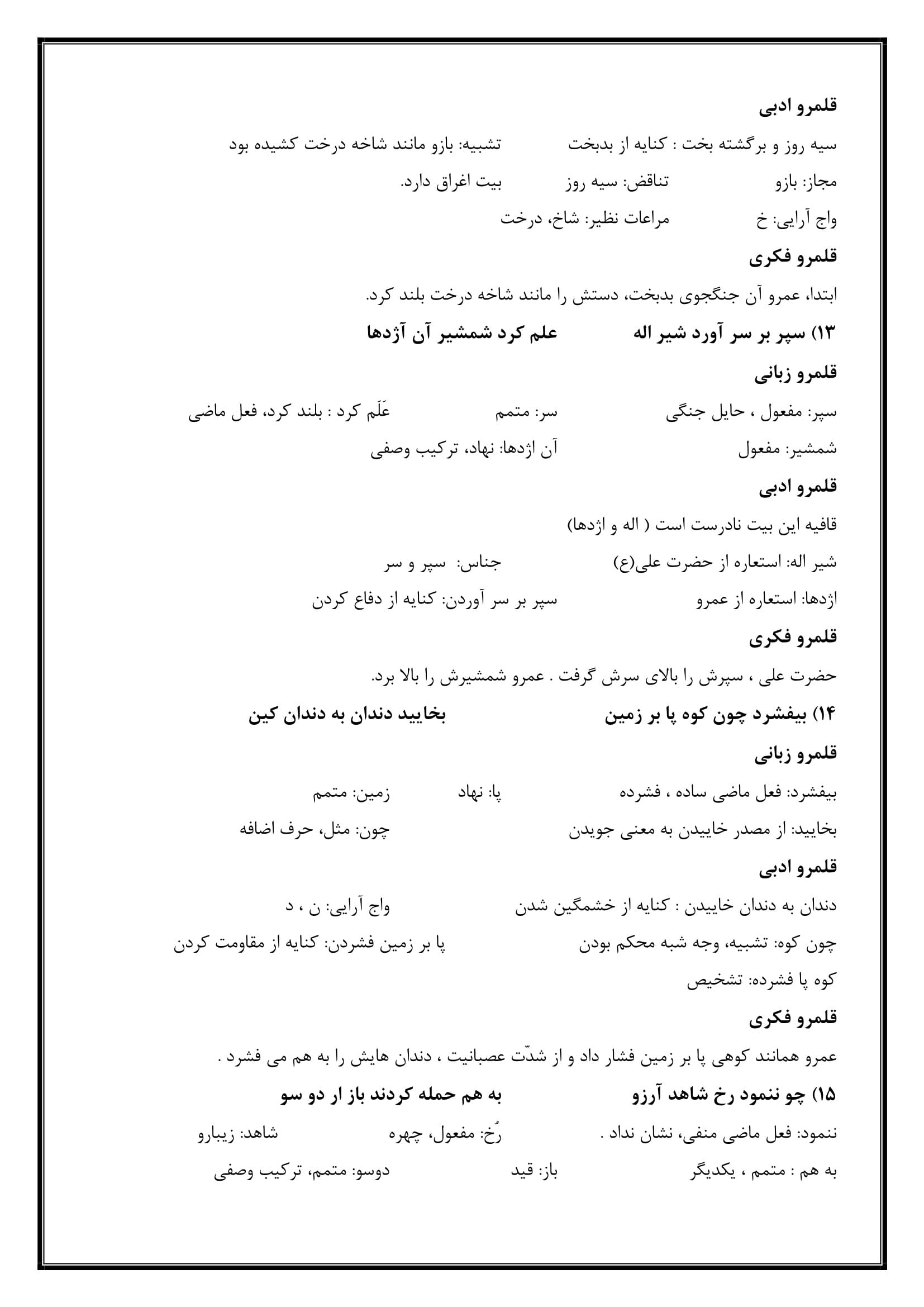 تدریس فصل 6 درس 14 فارسی یازدهم - صفحه پنج