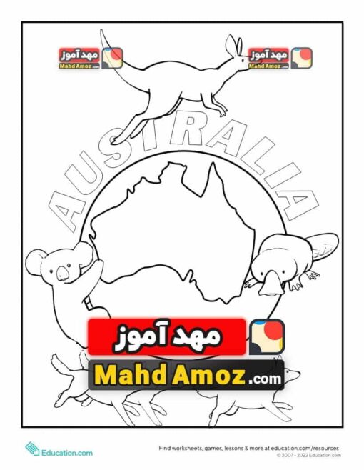 کاربرگ Australia Coloring Page