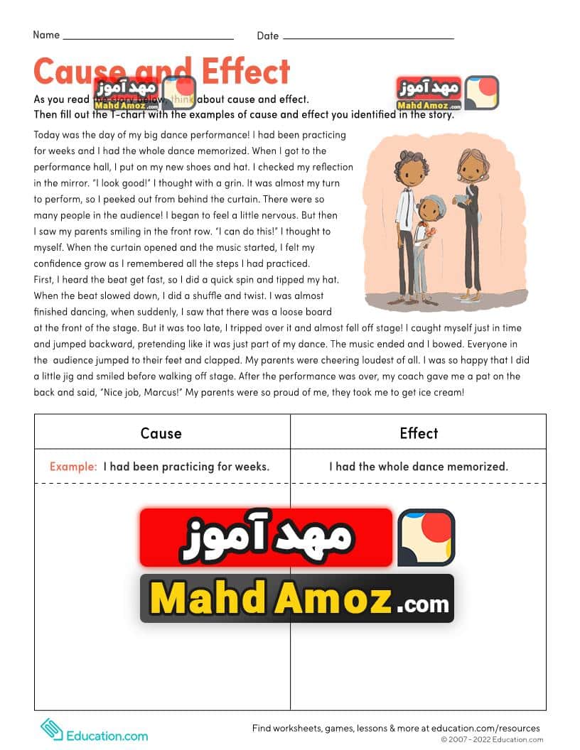 کاربرگ Cause and Effect کاربرگ Cause and Effect