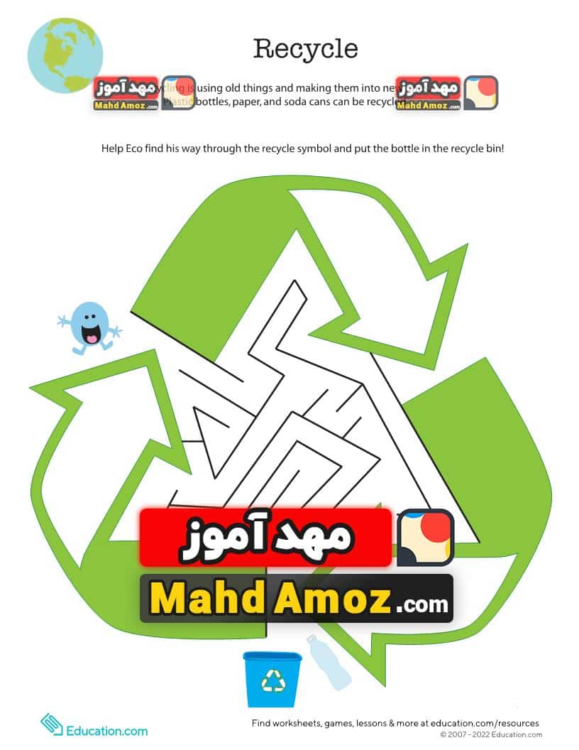 کاربرگ Eco-Friendly Maze: Recycle کاربرگ Eco-Friendly Maze: Recycle