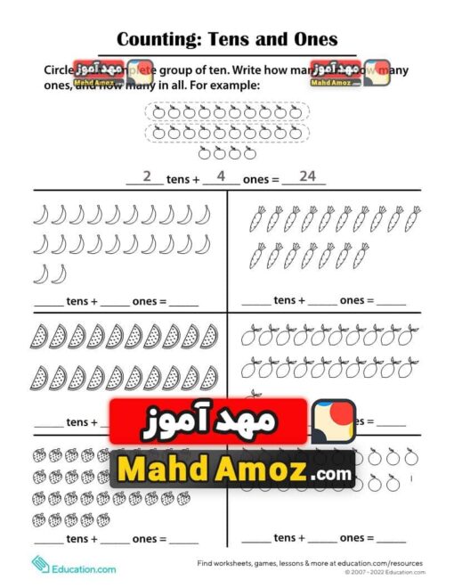 کاربرگ Counting Tens and Ones