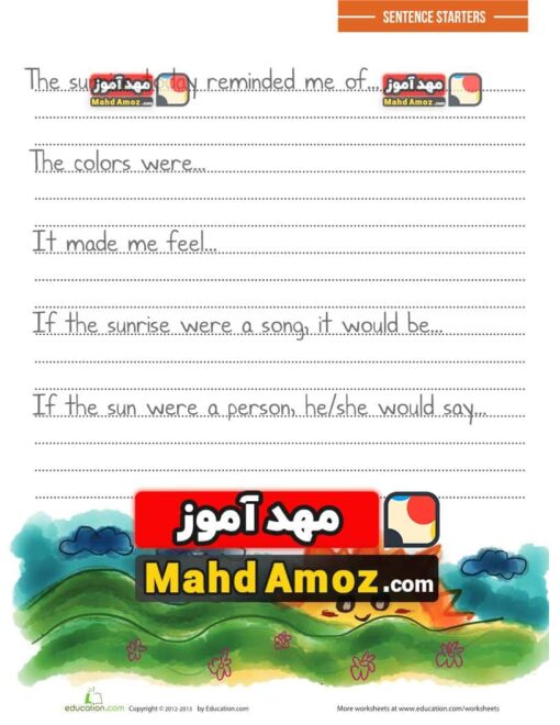کاربرگ Descriptive Writing Prompts