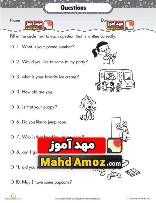 کاربرگ Correct the Sentences: Questions