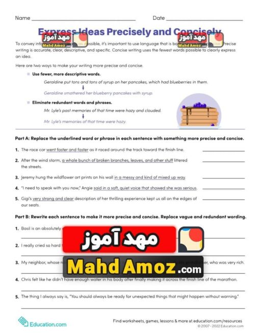کاربرگ Express Ideas Precisely and Concisely