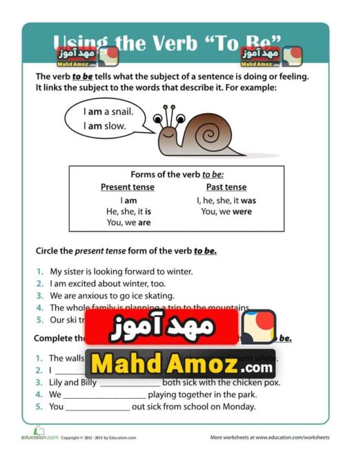 کاربرگ Grammar Basics: Using the Verb To Be