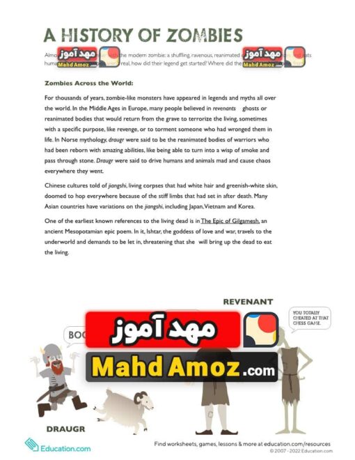کاربرگ History of Zombies