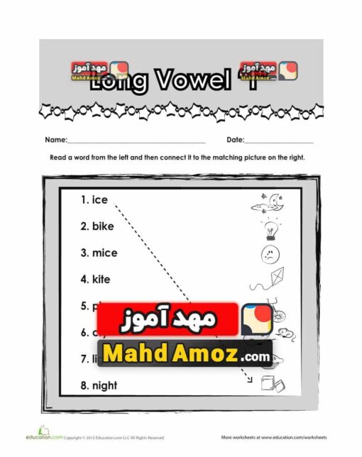 کاربرگ Learning Long Vowels: Long I Words