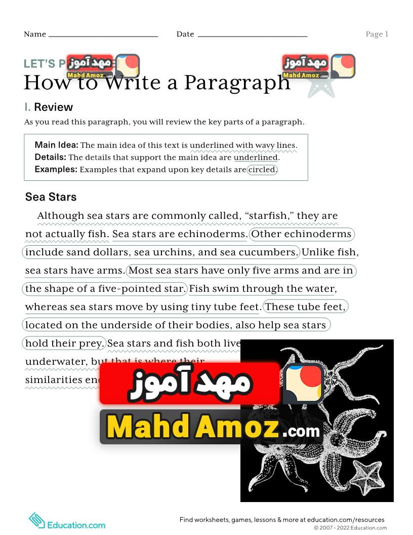 کاربرگ Let's Practice! How to Write a Paragraph کاربرگ Let's Practice! How to Write a Paragraph