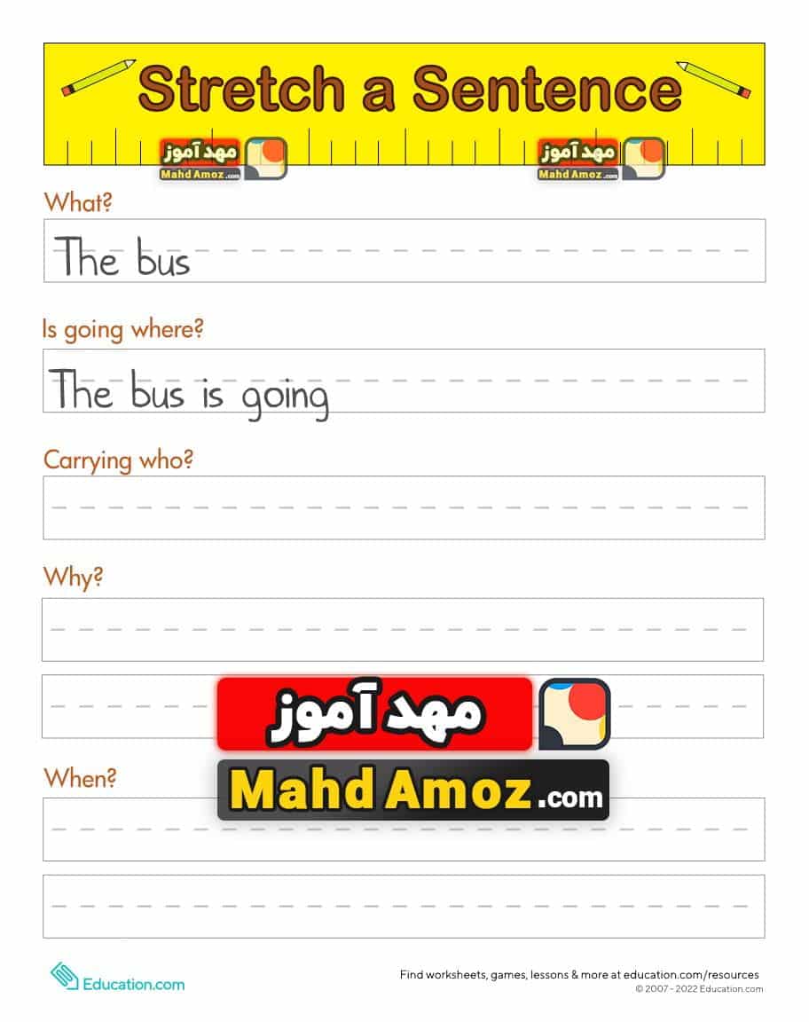 کاربرگ Sentence Starters کاربرگ Sentence Starters