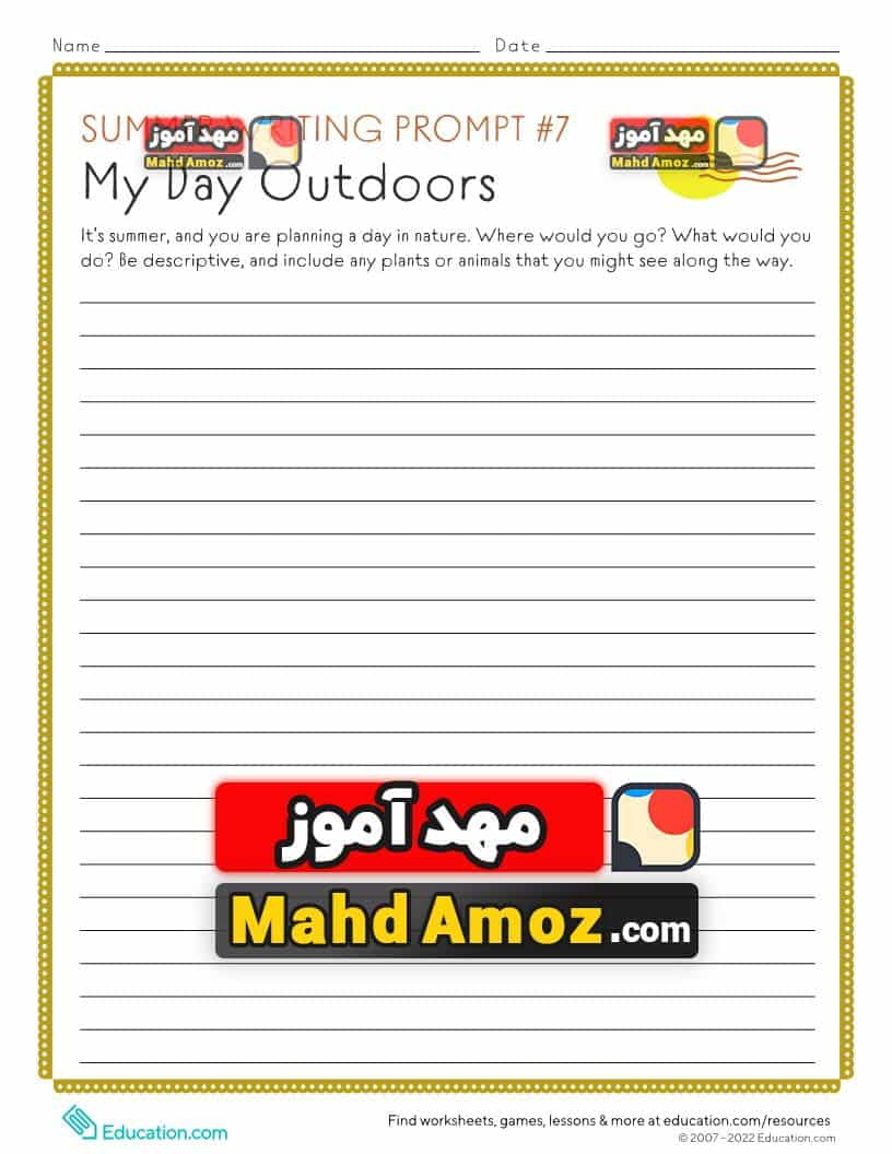 کاربرگ Summer Writing Prompt #7: Extreme Weather کاربرگ Summer Writing Prompt #7: Extreme Weather