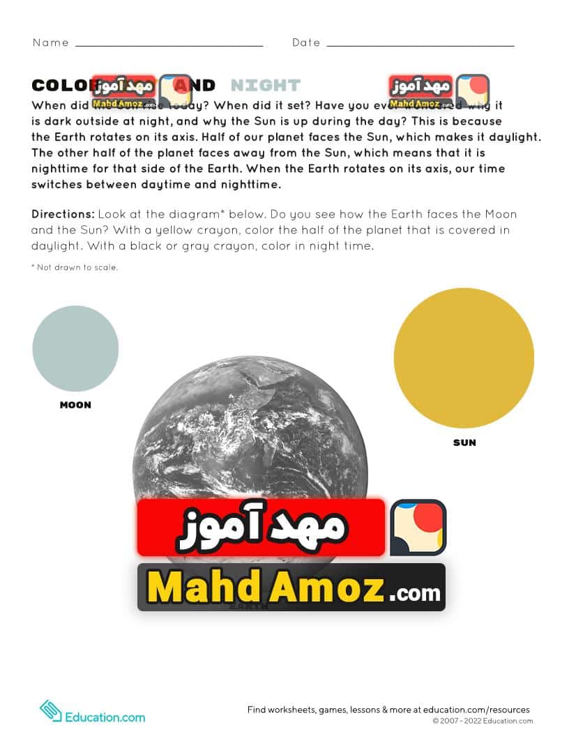 کاربرگ Teaching Day and Night کاربرگ Teaching Day and Night