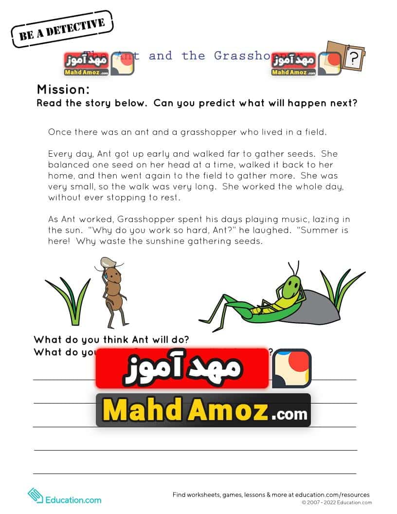 کاربرگ The Ant and the Grasshopper کاربرگ The Ant and the Grasshopper