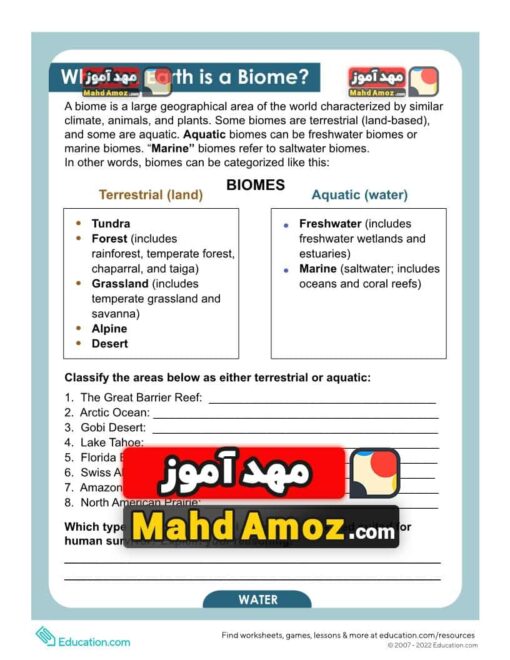 کاربرگ What Is a Biome?