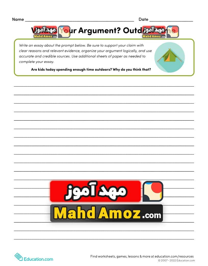 کاربرگ What’s Your Argument? Outdoor Time کاربرگ What’s Your Argument? Outdoor Time