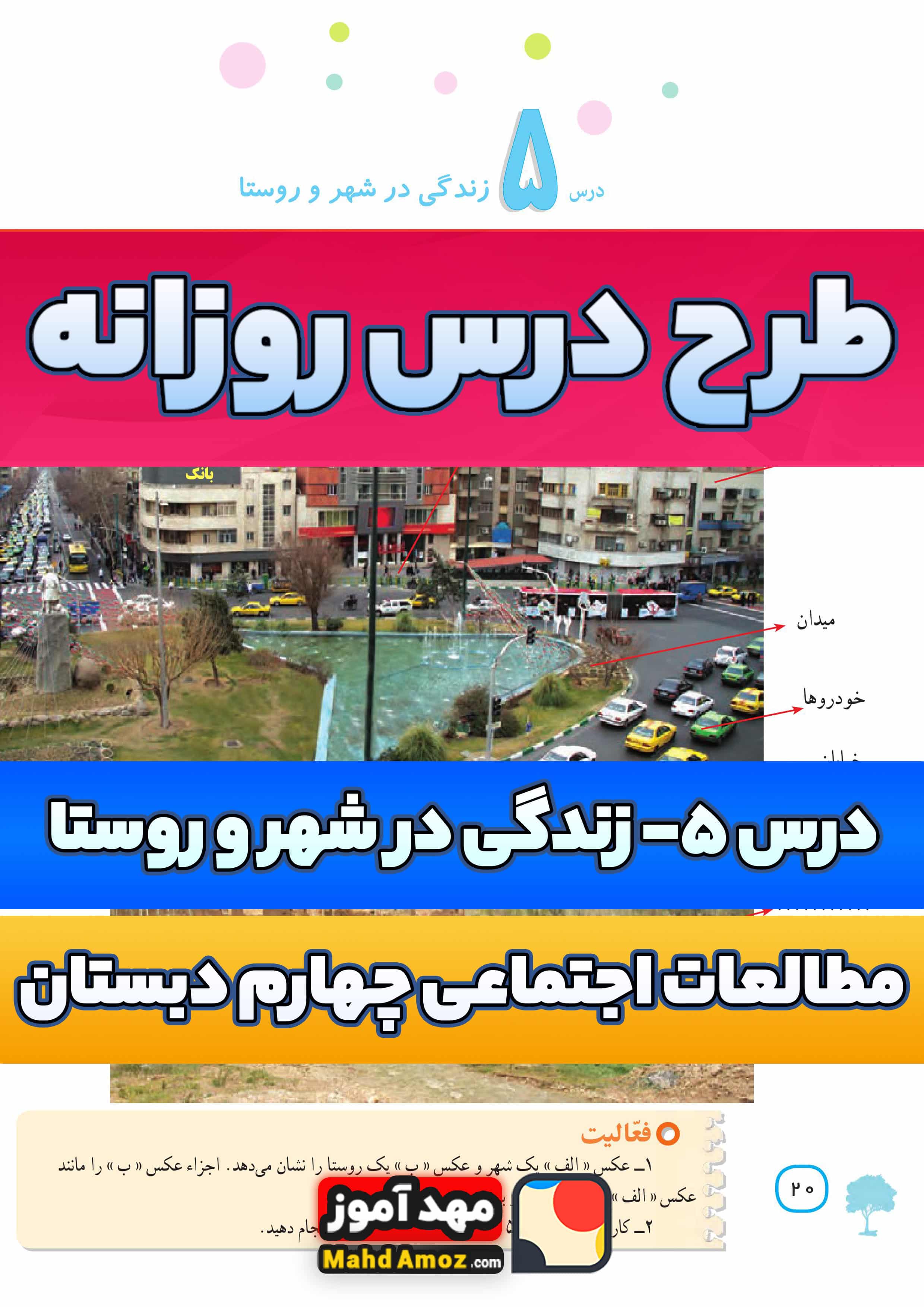 طرح درس روزانه | درس 5 زندگی در شهر و روستا — مطالعات اجتماعی چهارم ابتدایی طرح درس روزانه | درس 5 زندگی در شهر و روستا — مطالعات اجتماعی چهارم ابتدایی