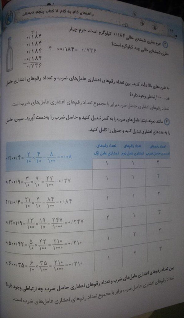جواب فعالیت صفحه 98 و 99 فصل 5 — ریاضی پنجم ابتدایی دبستان