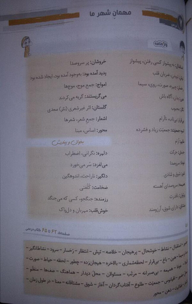 واژه نامه درس 7 — فارسی چهارم ابتدایی دبستان