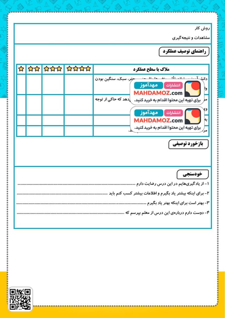 آزمون عملکردی درس 1 مراحل کاوشگری و آزمایش چتر — علوم تجربی پنجم دبستان ابتدایی (2)