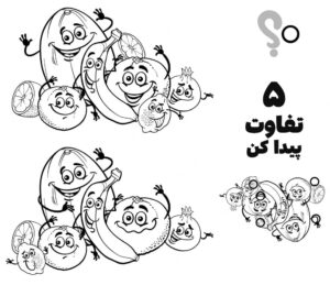 بازی تفاوت تصاویر مناسب برای چاپ میوه های تابستانی با جواب