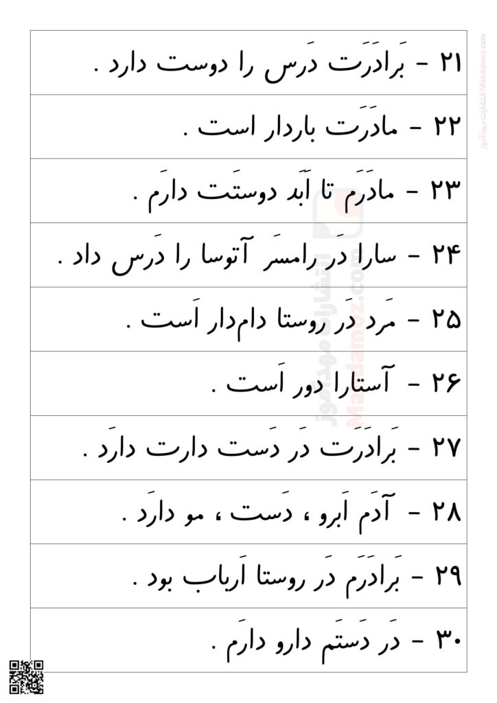 روخوانی نشانه ر درس 5 فارسی اول ابتدایی