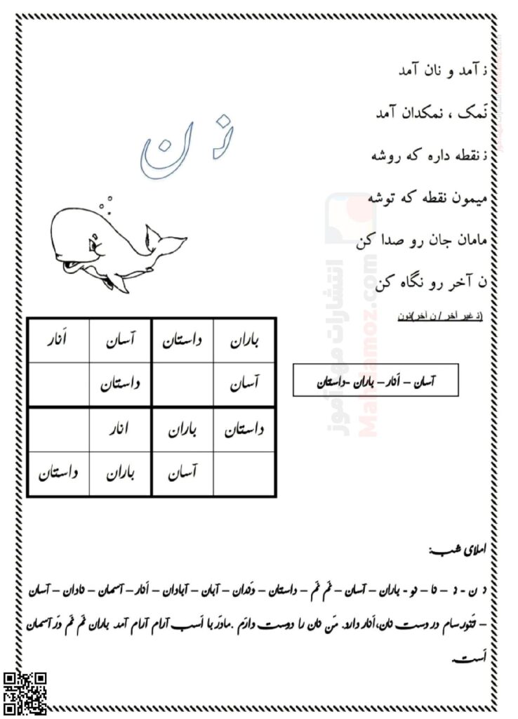 شعر نشانه ها و املای شب نشانه آ ا تا ایـ یـ ی ای درس 1 تا 6 فارسی کلاس اول
