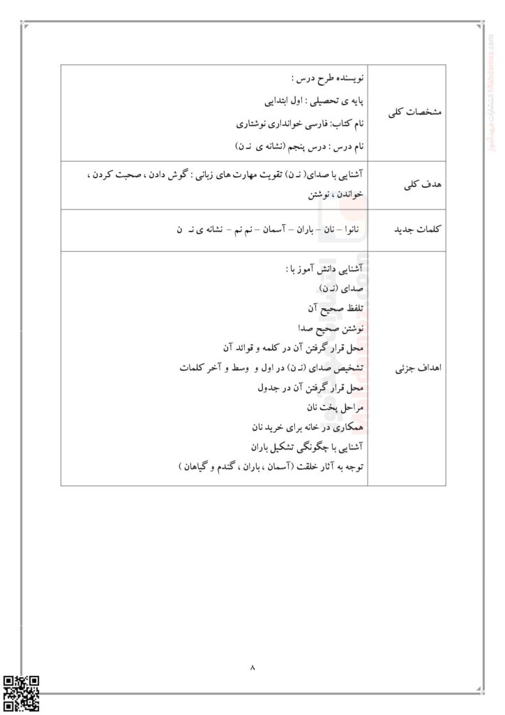 طرح درس نشانه ر و نـ ن درس 5 فارسی کلاس اول