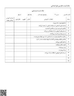چک لیست و ارزشیابی نشانه تـ ت و او و درس 4 فارسی کلاس اول