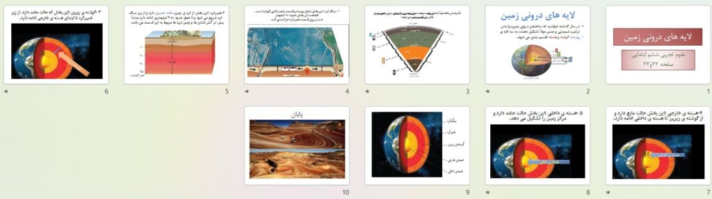 پیش نمایش تصاویر پاورپوینت درس 4 لایه های درونی زمین (سری6) — علوم تجربی ششم دبستان ابتدایی
