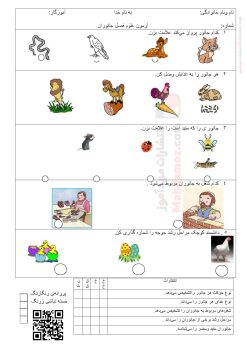 آزمون درس 4 دنیای جانوران علوم تجربی اول دبستان آزمون درس 4 دنیای جانوران علوم تجربی اول دبستان