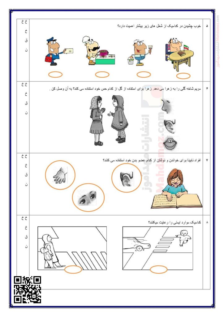 آزمون عملکردی درس 2 سلام، به من نگاه کن علوم تجربی اول دبستان