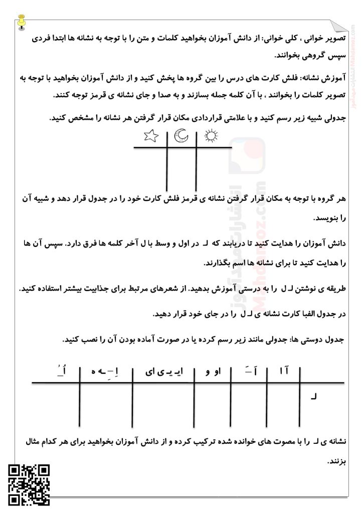 رهنمودهای آموزشی نشانه لـ ل درس 12 فارسی کلاس اول