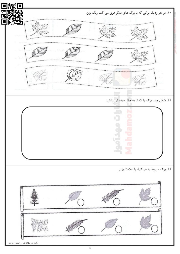 کاربرگ درس 5 دنیای گیاهان علوم تجربی کلاس اول