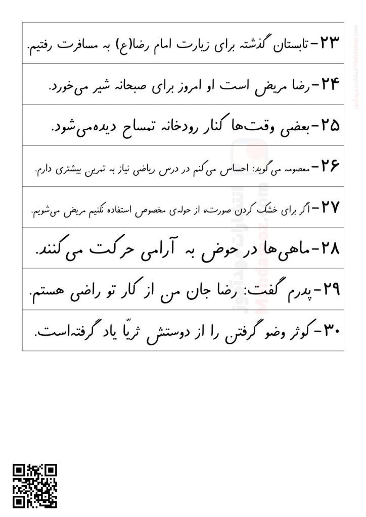 روخوانی نشانه ضـ ض درس 20 فارسی پایه اول